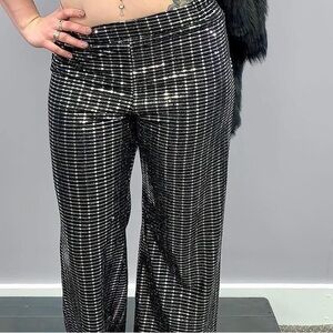 Disco Formal Fun Women’s Sparkly Black and Silver pants NWT